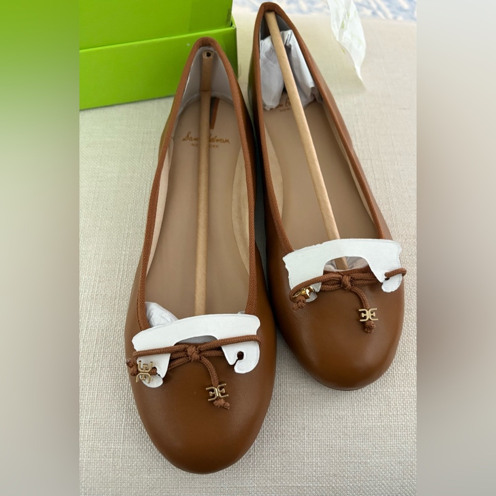 Sam Edelman Tan Camel Leather Felicia Luxe Flats Size 8.5 New in Box